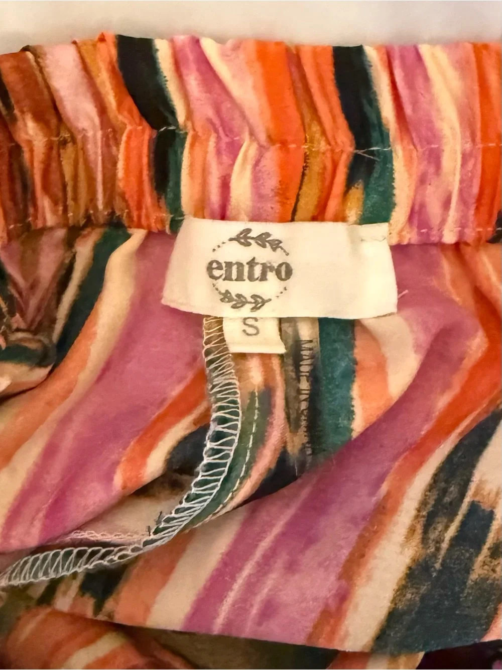 Entro Abstract Print Matching Set Small Resort Vacation Wide Leg Pants NWOT